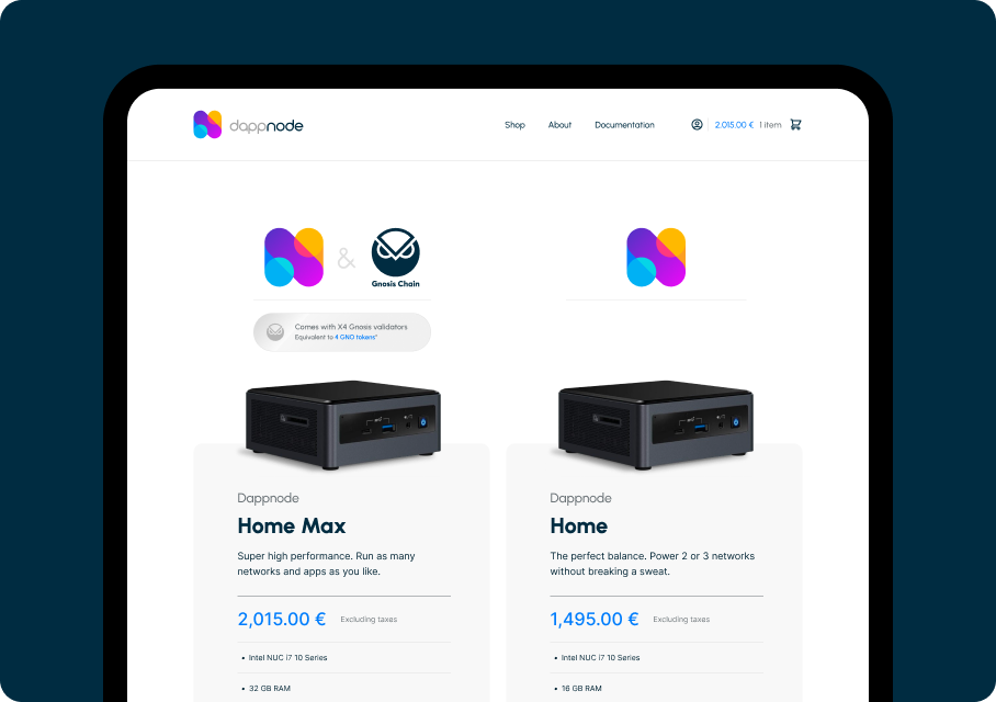 DappNode e-commerce experience